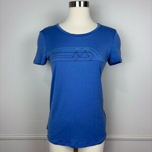 Icebreaker Womens Cadence Low Crewe Tech Lite SS T-Shirt Blue Bicycle Graphics